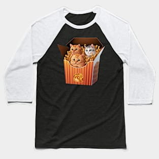 Cats in a Fries Box Baseball T-Shirt
